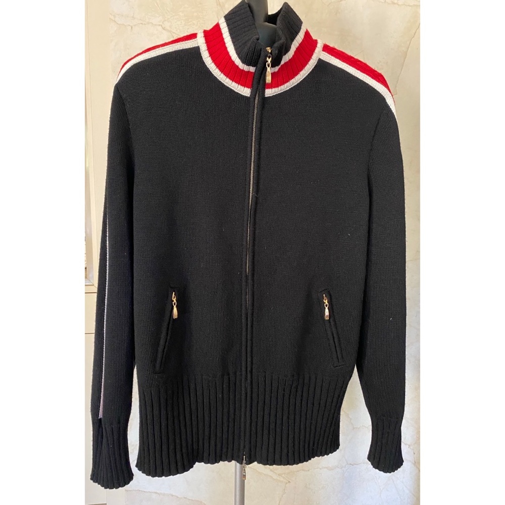 ESCADA Wool Zip Up Cardigan with Braided Cable M - Picture 4 of 11